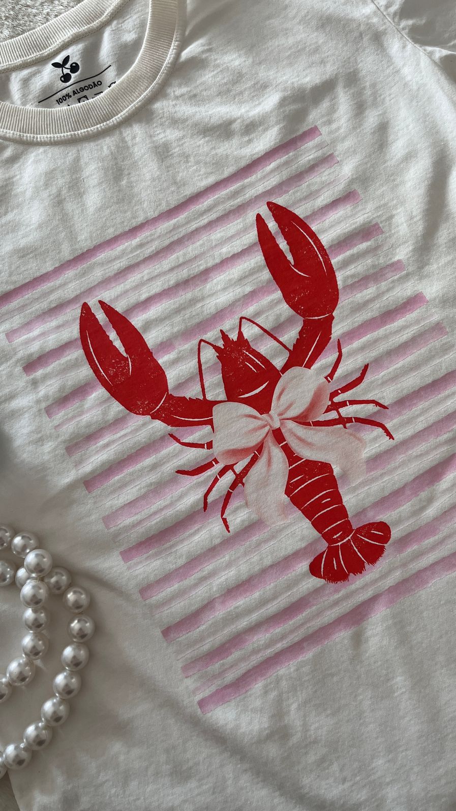 Tshirt Premium - Lagosta Laço 1 DTF - Off White