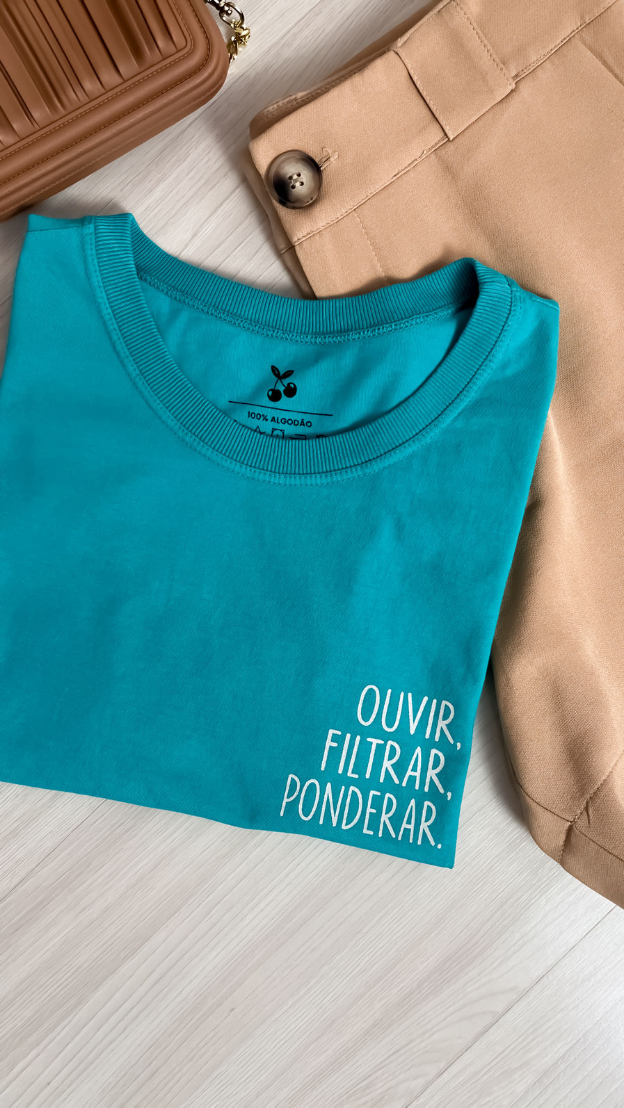 Tshirt Premium - Ouvir, Filtrar, Ponderar - Verde Mar Tshirt Premium - Ouvir, Filtrar, Ponderar - Verde Mar
