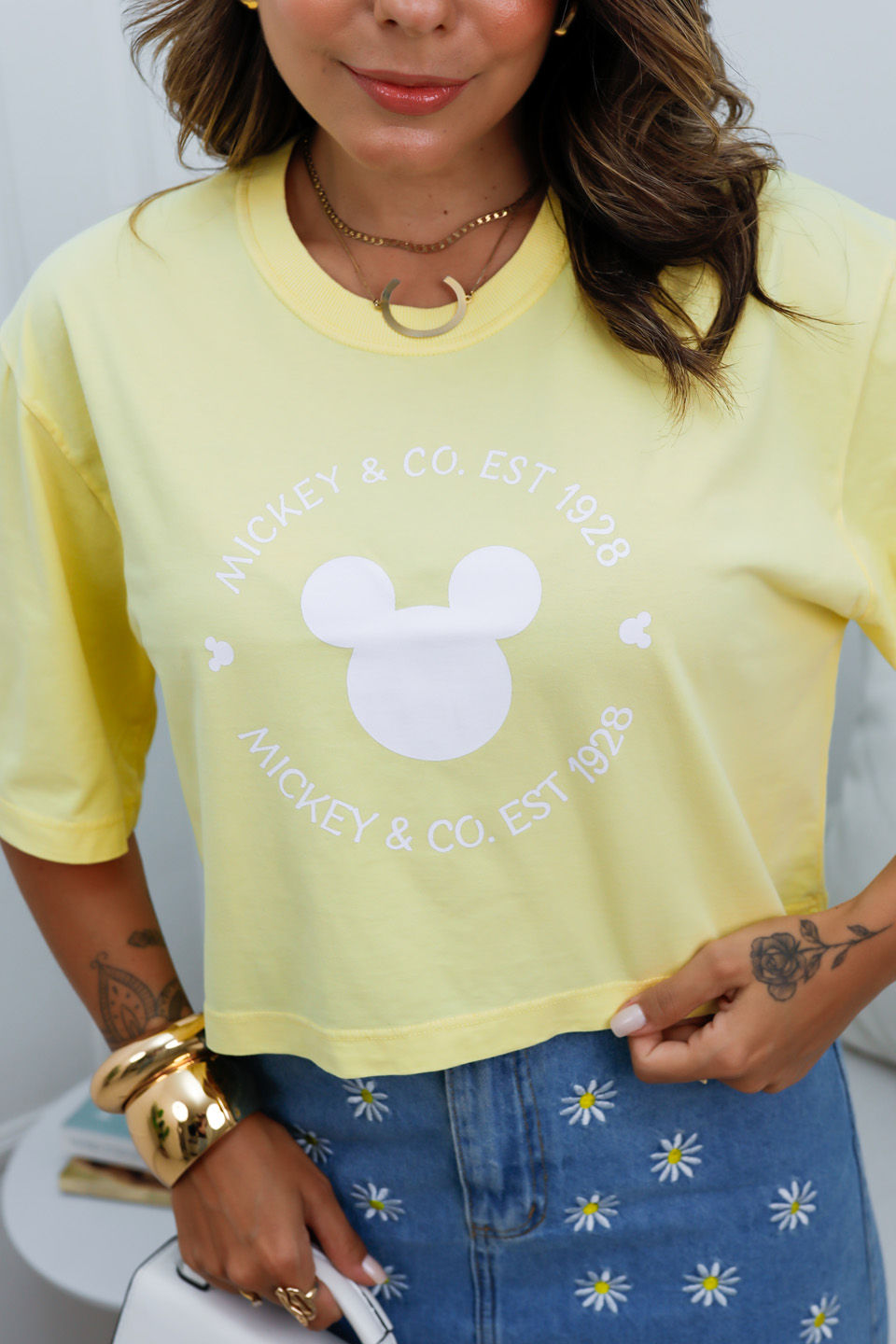 Cropped Oversized - Mickey - Amarelo