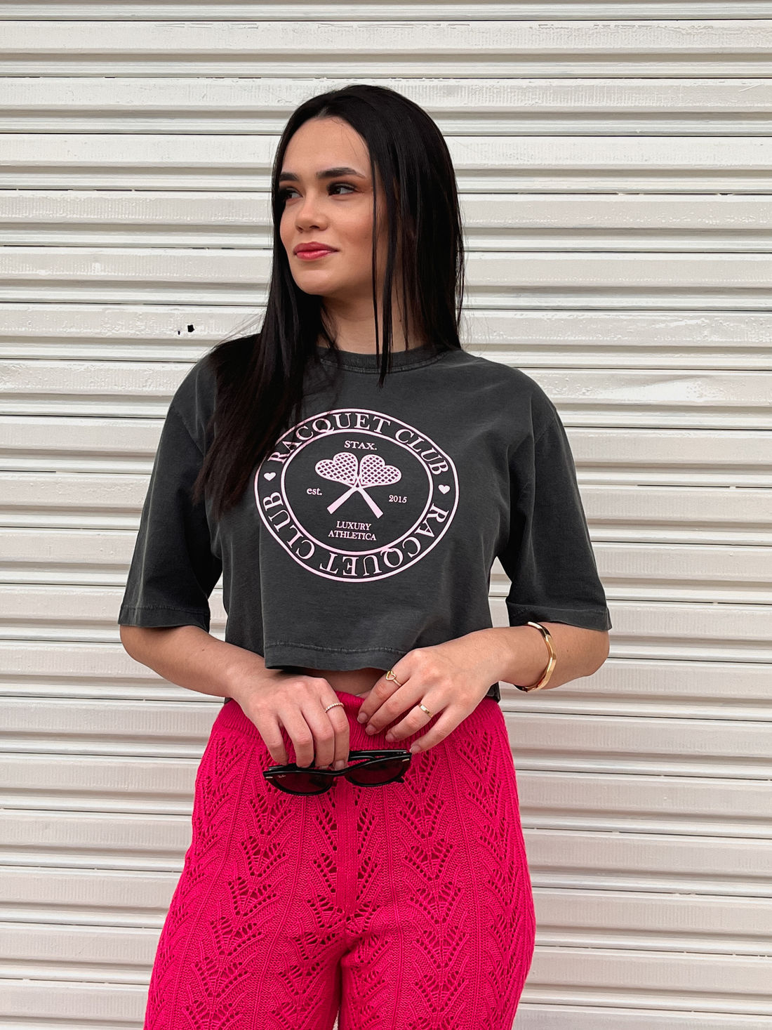 Cropped Oversized - Racquet Club - Cinza Estonado