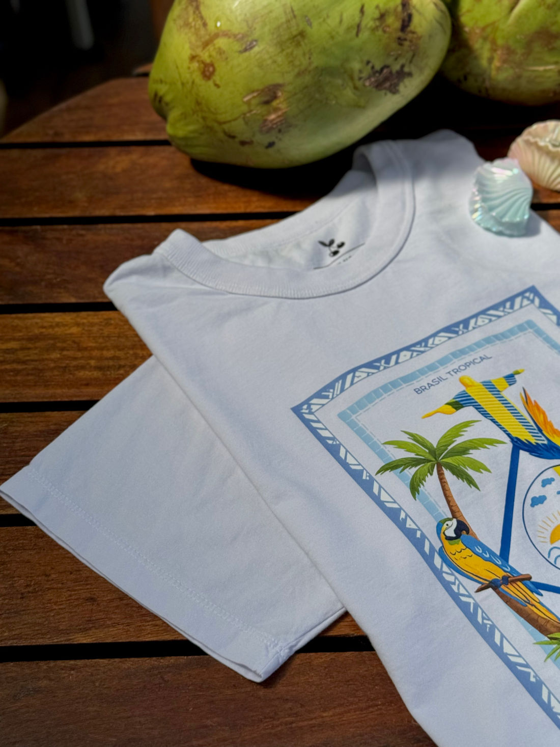 T-shirt Oversized - Brasil Tropical DTF - Branca T-shirt Oversized - Brasil Tropical DTF - Branca