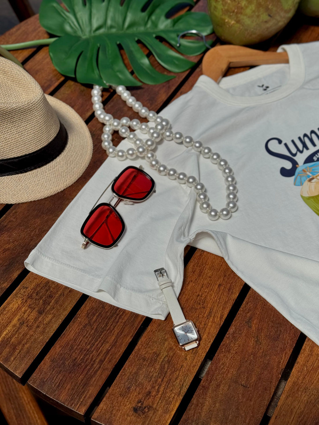 T-shirt Oversized - Tropical Fruit DTF - Off White