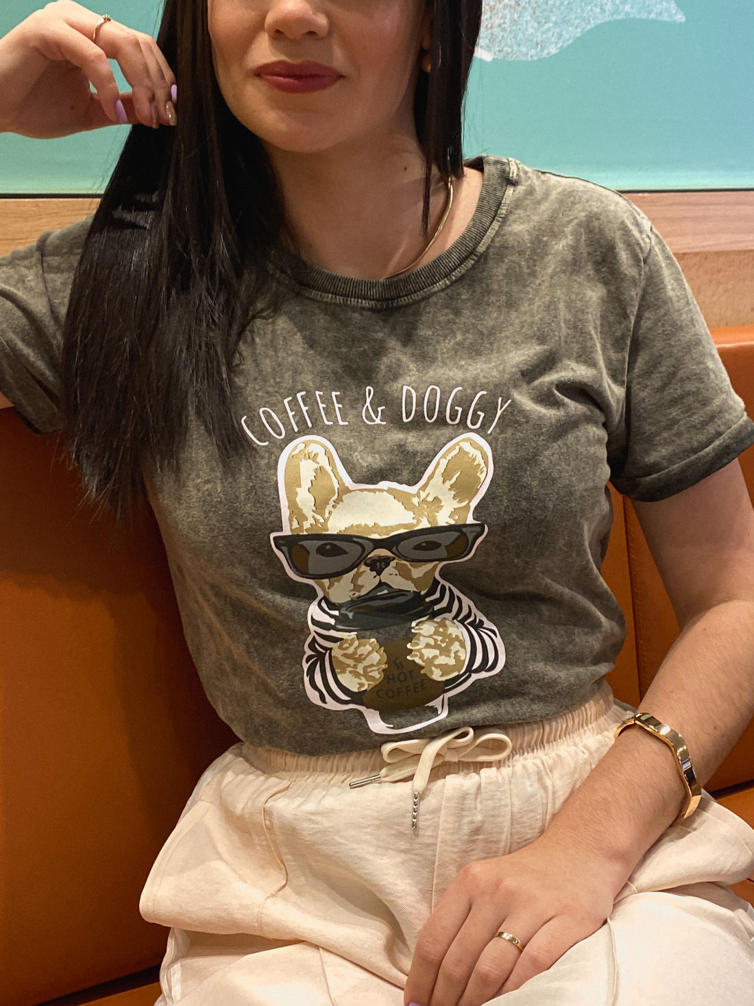 Tshirt Premium - Dog and Coffe - Marmorizado