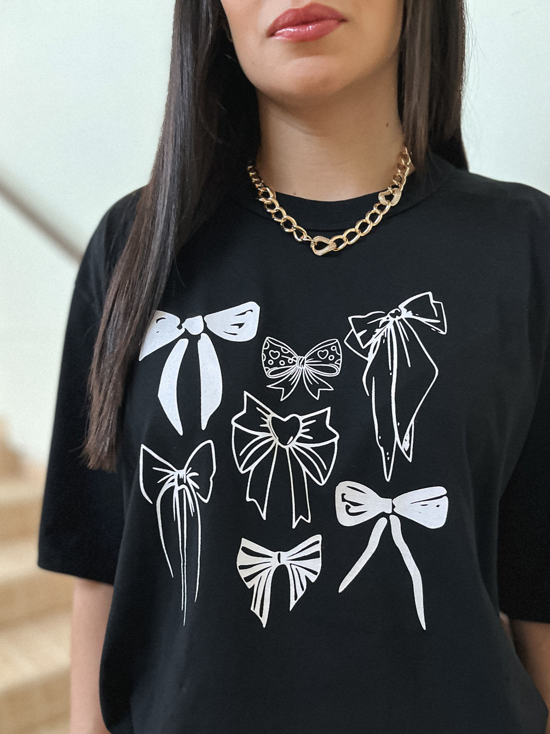 Tshirt Oversized - Laços - Preta