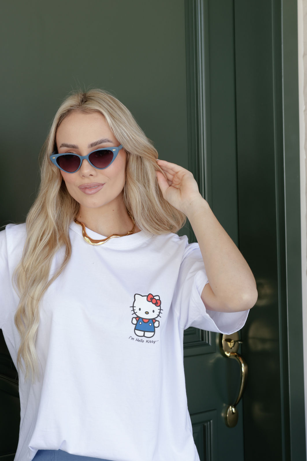 T-shirt Oversized - Hello Kitty DTF - Branca