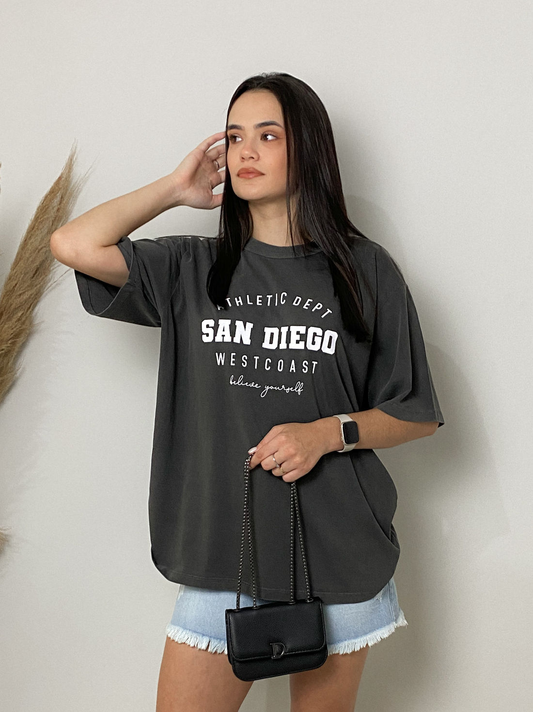 Tshirt Oversized - San Diego - Cinza