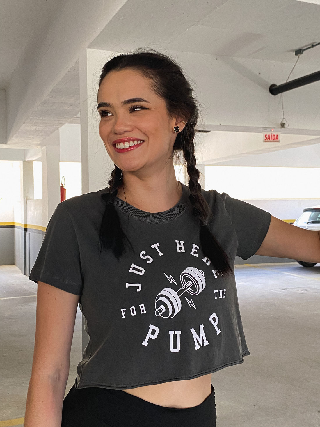 Cropped - Just Here for the pump - Cinza Estonado Cropped - Just Here for the pump - Cinza Estonado