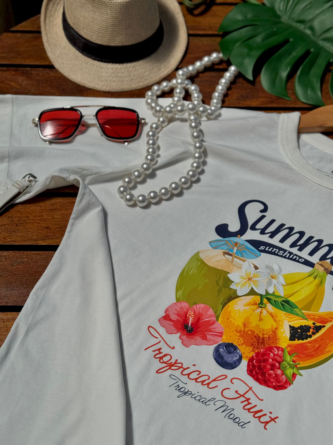 T-shirt Oversized - Tropical Fruit DTF - Off White