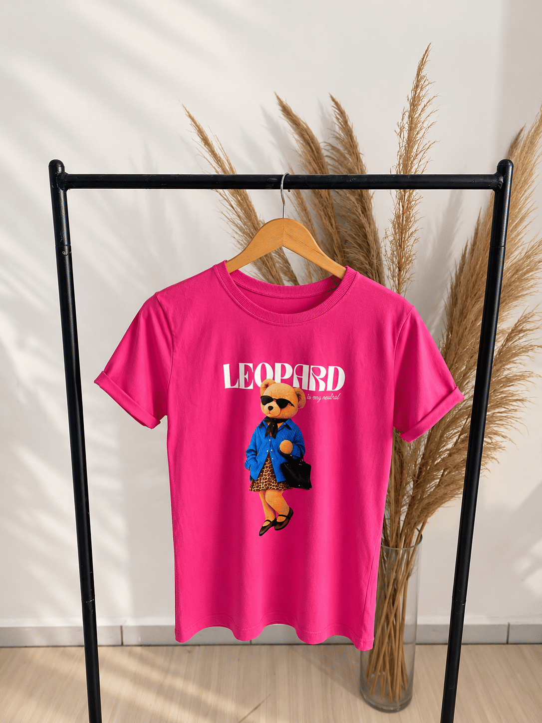 Tshirt Premium - Leopard DTF - Rosa Pink Tshirt Premium - Leopard DTF - Rosa Pink