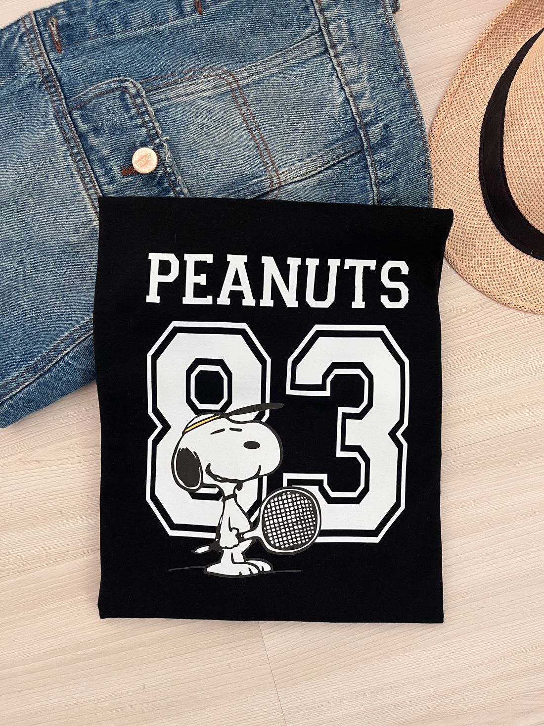 T-shirt Oversized - Peanuts 83 DTF - Preta