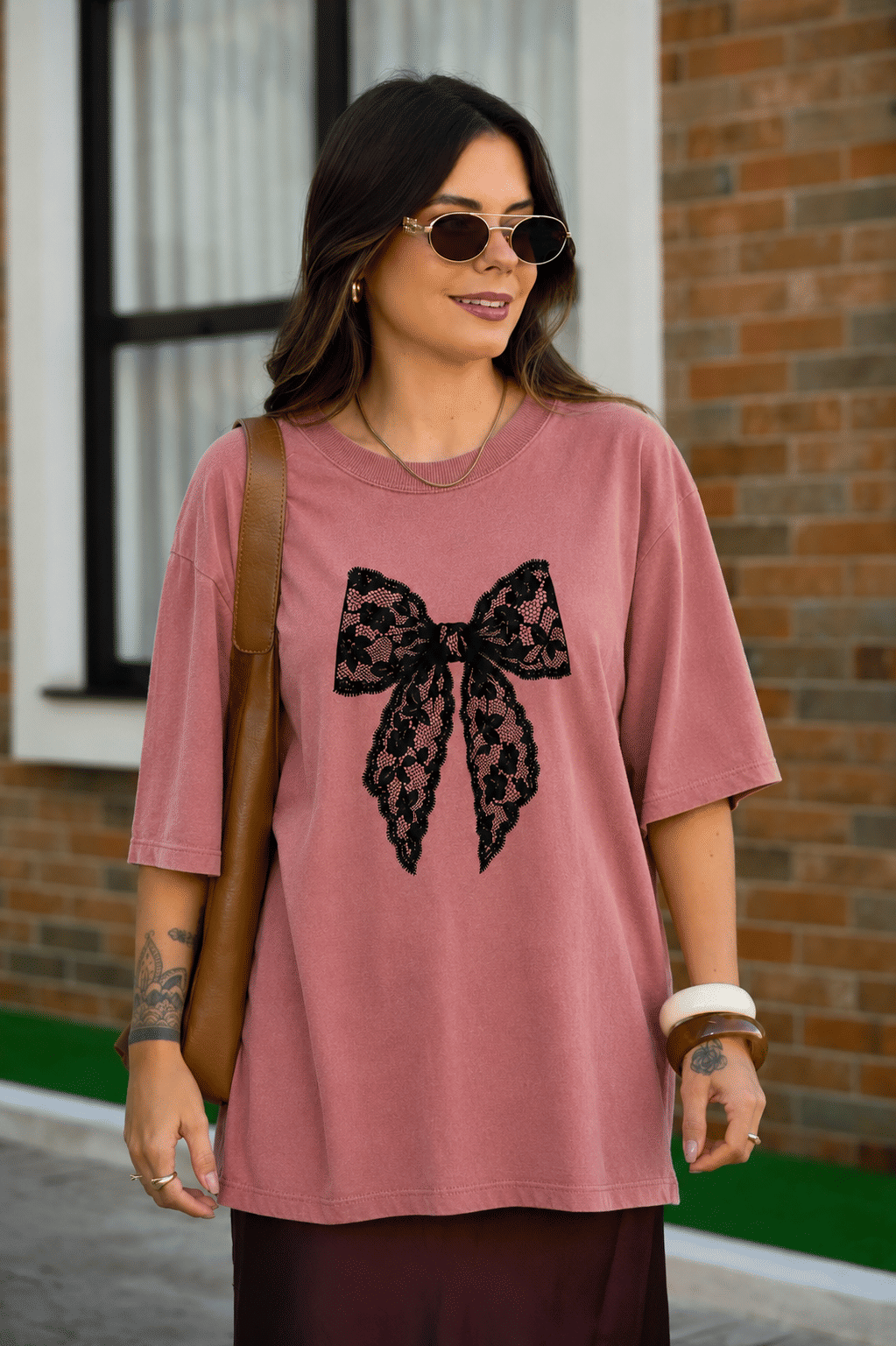 Tshirt Oversized - Laço - Rosa Chá Tshirt Oversized - Laço - Rosa Chá