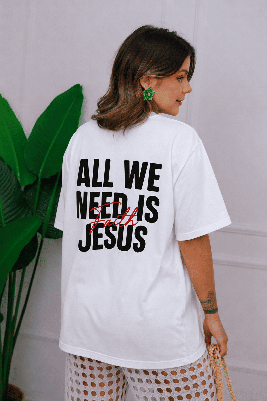Tshirt Oversized - Jesus Faith - Branca