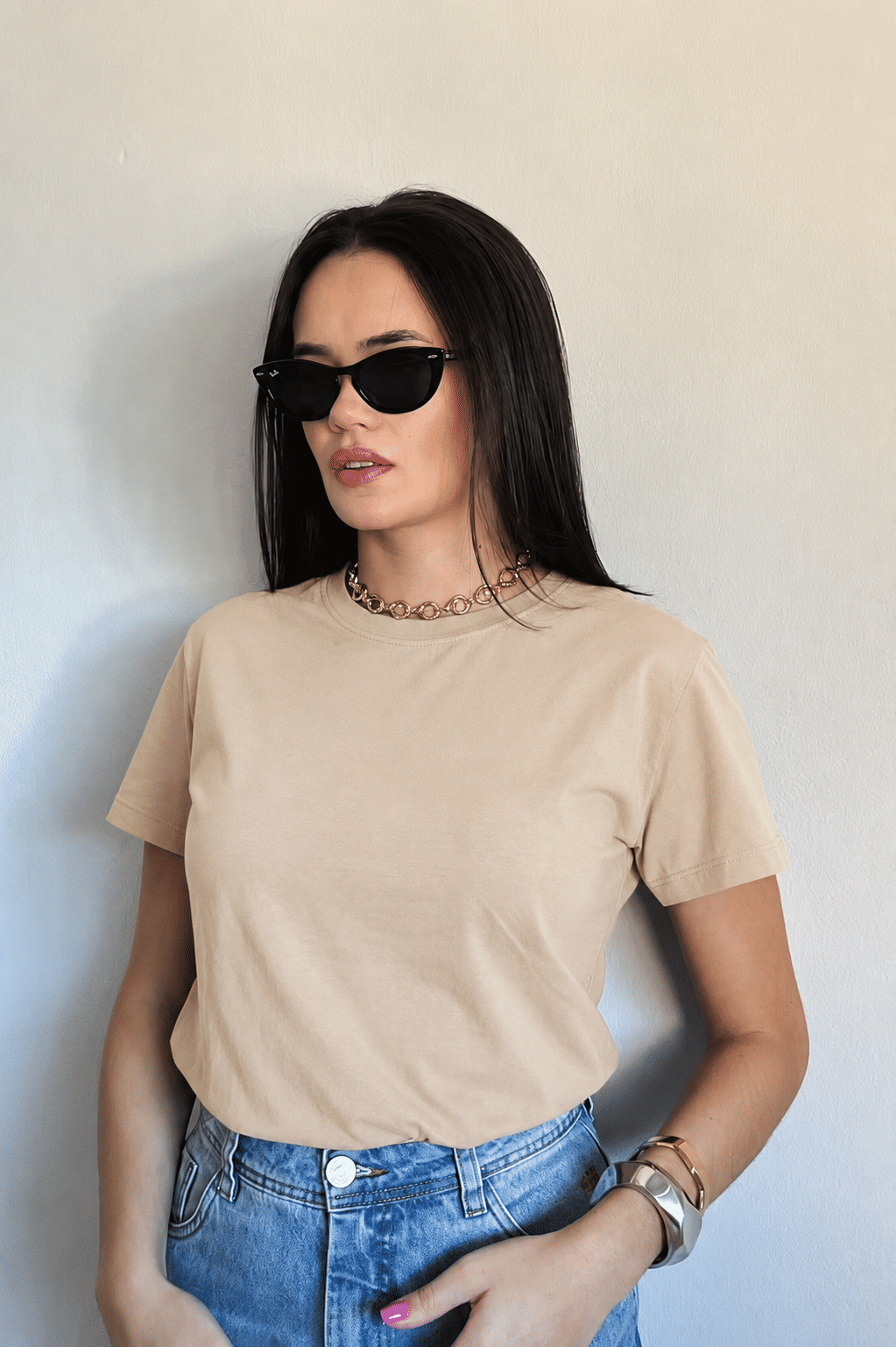 T-shirt Basic Lisa - Bege T-shirt Basic Lisa - Bege