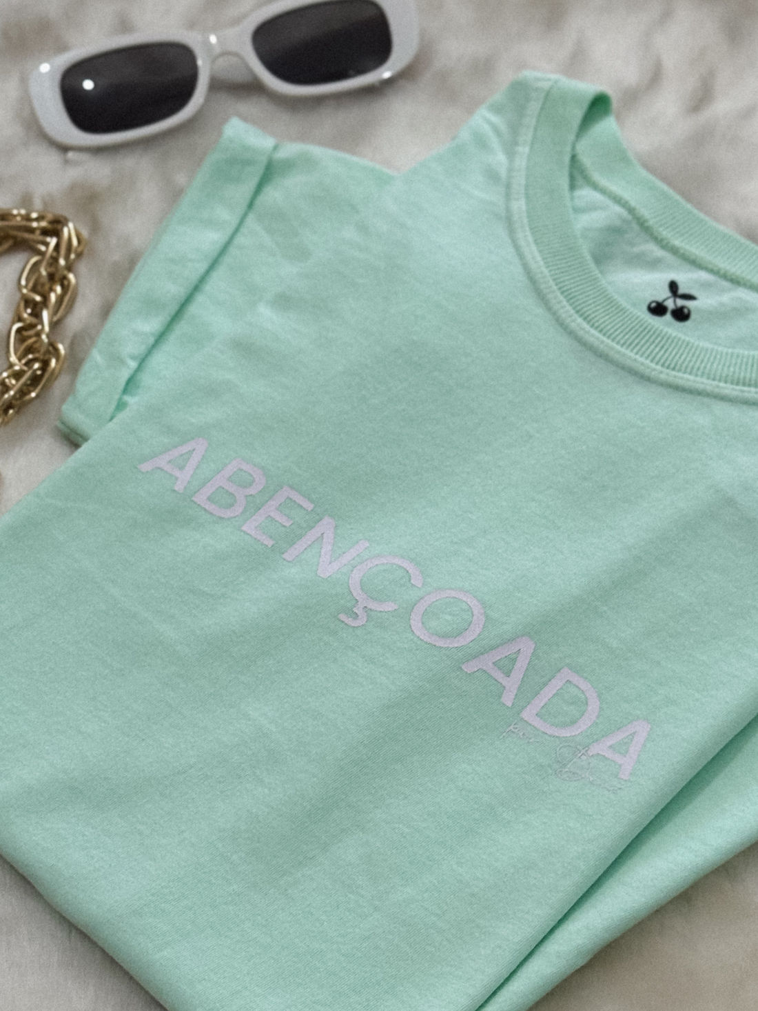 Tshirt Premium - Abençoada - Verde Bebê Tshirt Premium - Abençoada - Verde Bebê