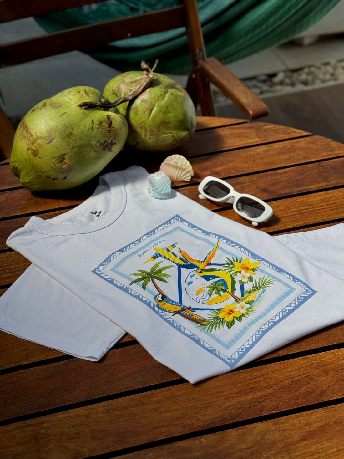 T-shirt Oversized - Brasil Tropical DTF - Branca T-shirt Oversized - Brasil Tropical DTF - Branca