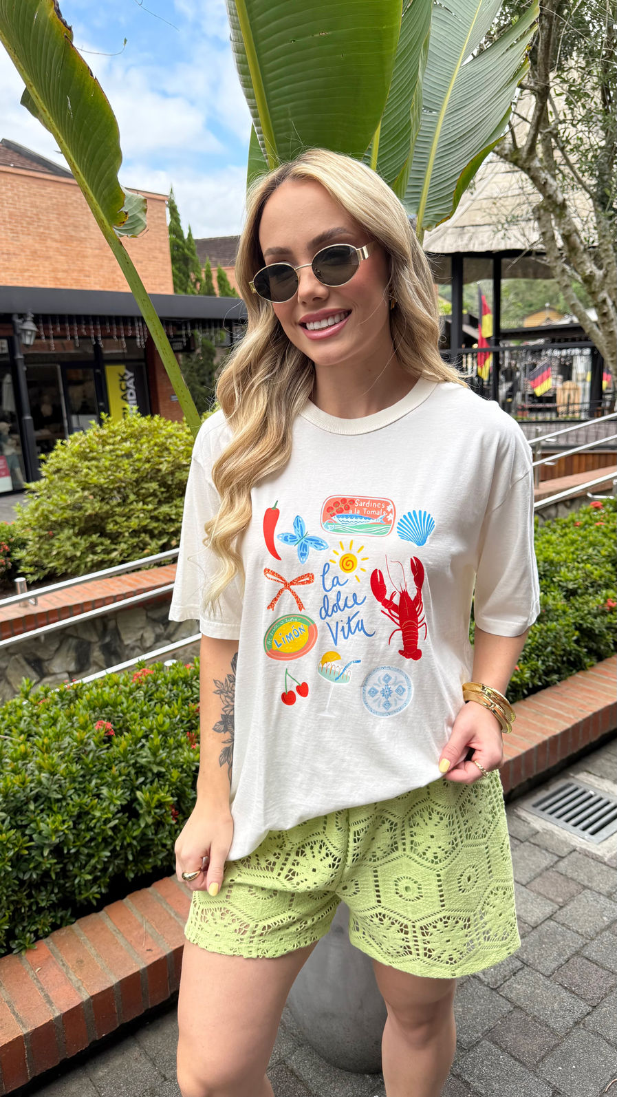 T-shirt Oversized - Lagosta Dolce Vita - Off White