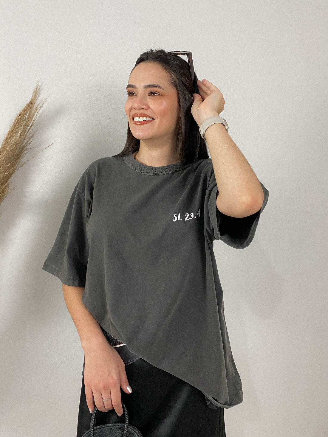 Tshirt Oversized - Salmos 23:4 - Cinza