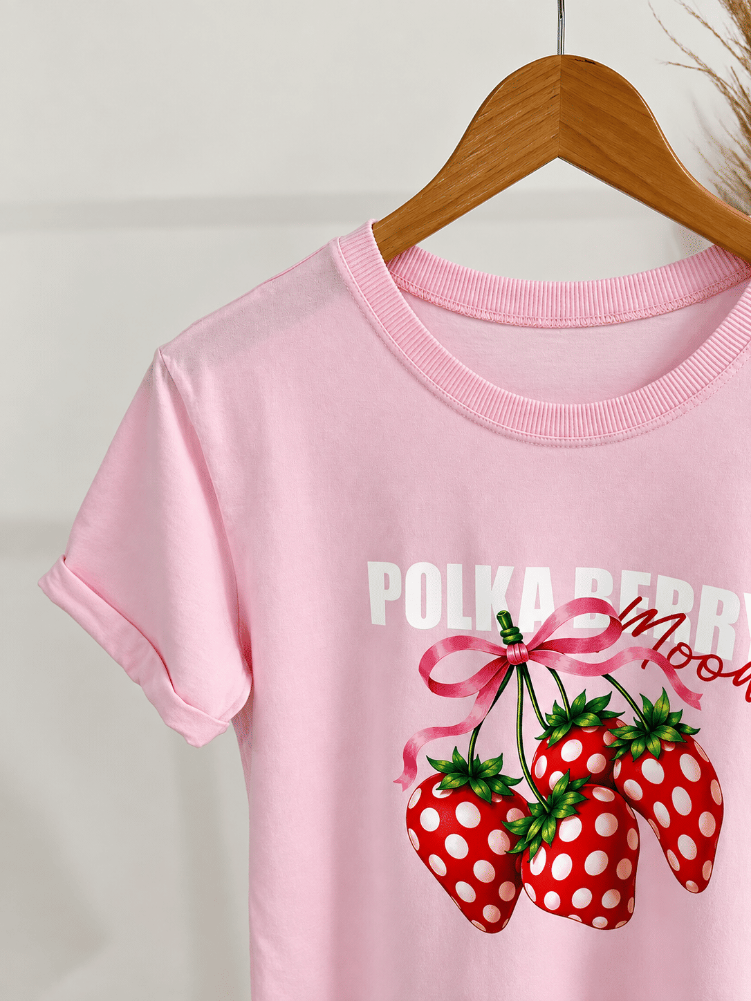 Tshirt Premium - Polka Berr Mood - Rosa Bebê Tshirt Premium - Polka Berr Mood - Rosa Bebê