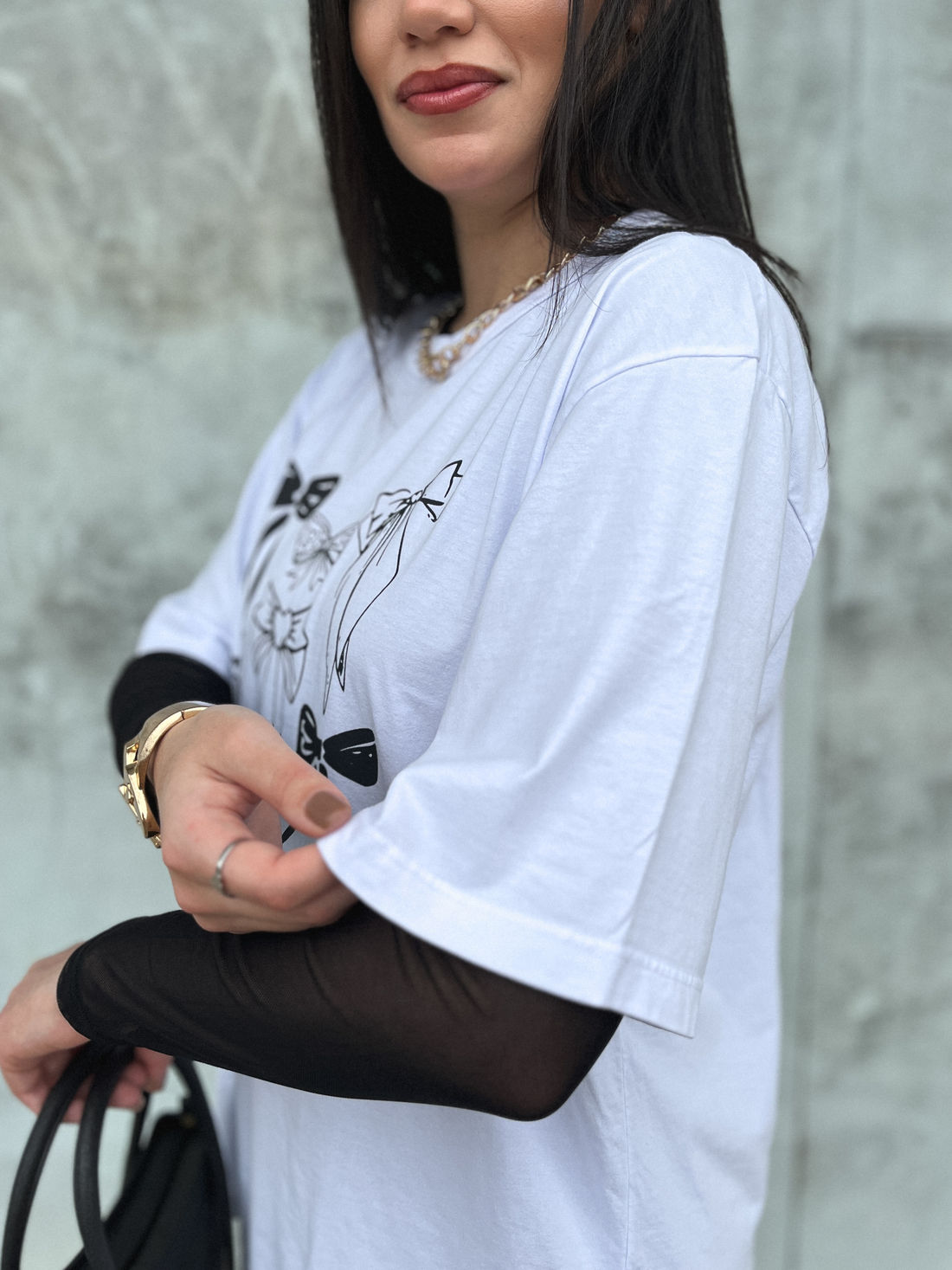Tshirt Oversized - Laços - Branca