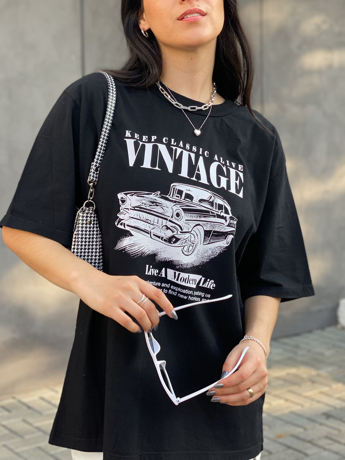 T-shirt Oversized - Vintage - Preta T-shirt Oversized - Vintage - Preta