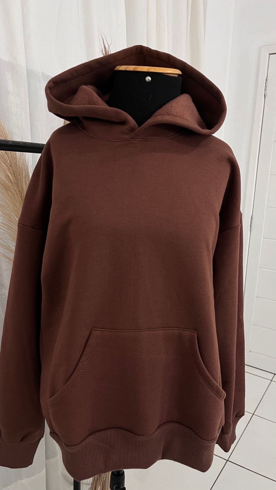 Blusa de Moletom Com Touca e Bolso - Marrom Blusa de Moletom Com Touca e Bolso - Marrom