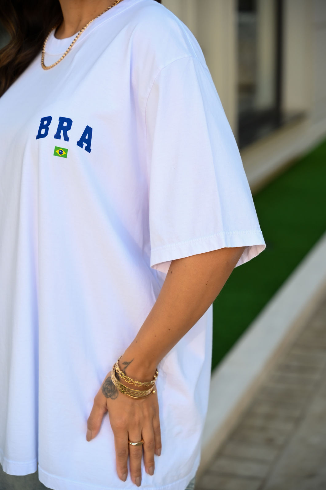 Tshirt Oversized - BRA azul - Branca