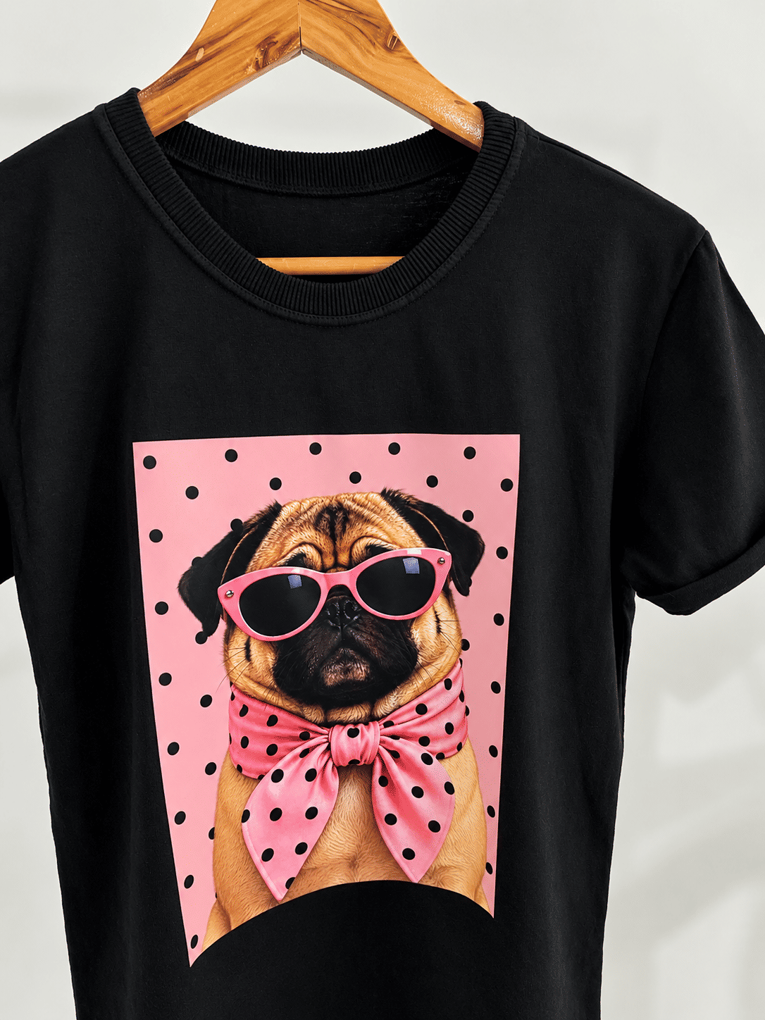 Tshirt Premium - Pug Poá DTF - Preta Tshirt Premium - Pug Poá DTF - Preta