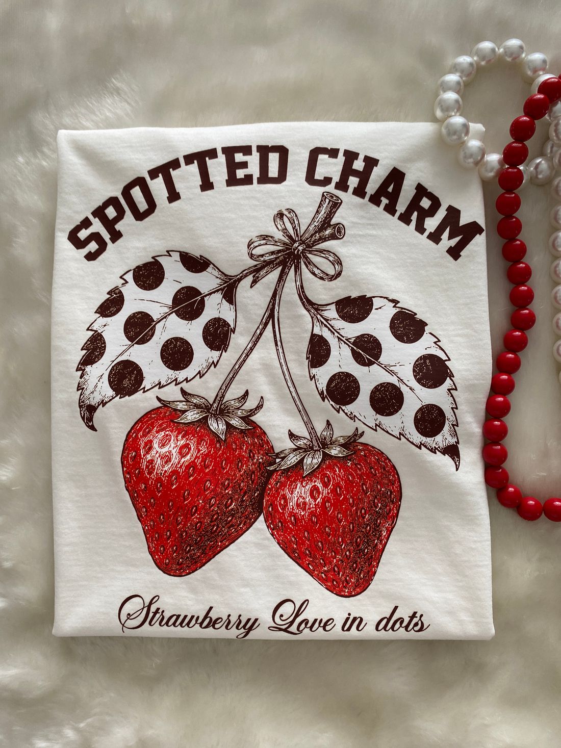 Tshirt Premium - Spotted Charm Morango - Off White