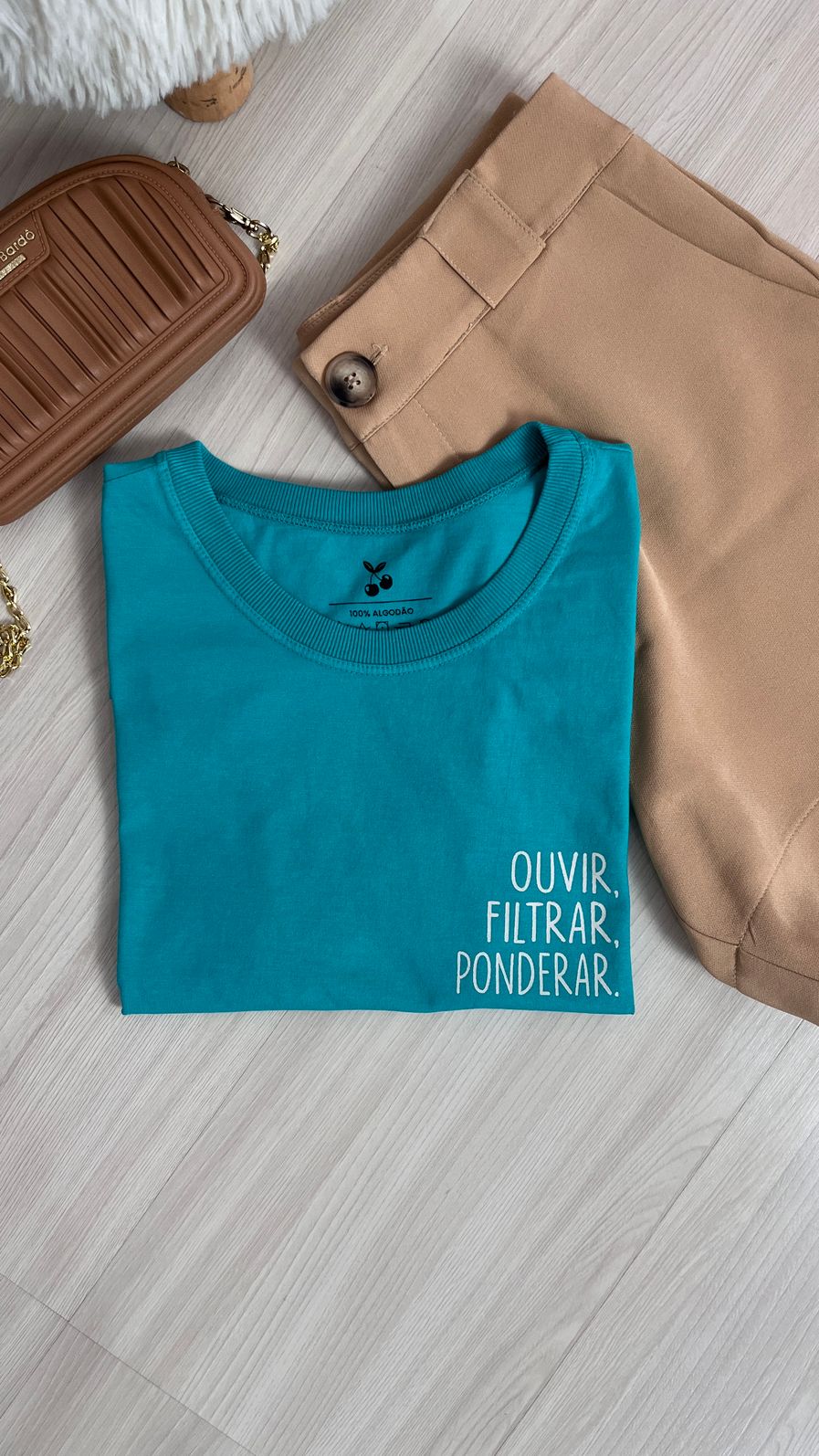 Tshirt Premium - Ouvir, Filtrar, Ponderar - Verde Mar Tshirt Premium - Ouvir, Filtrar, Ponderar - Verde Mar