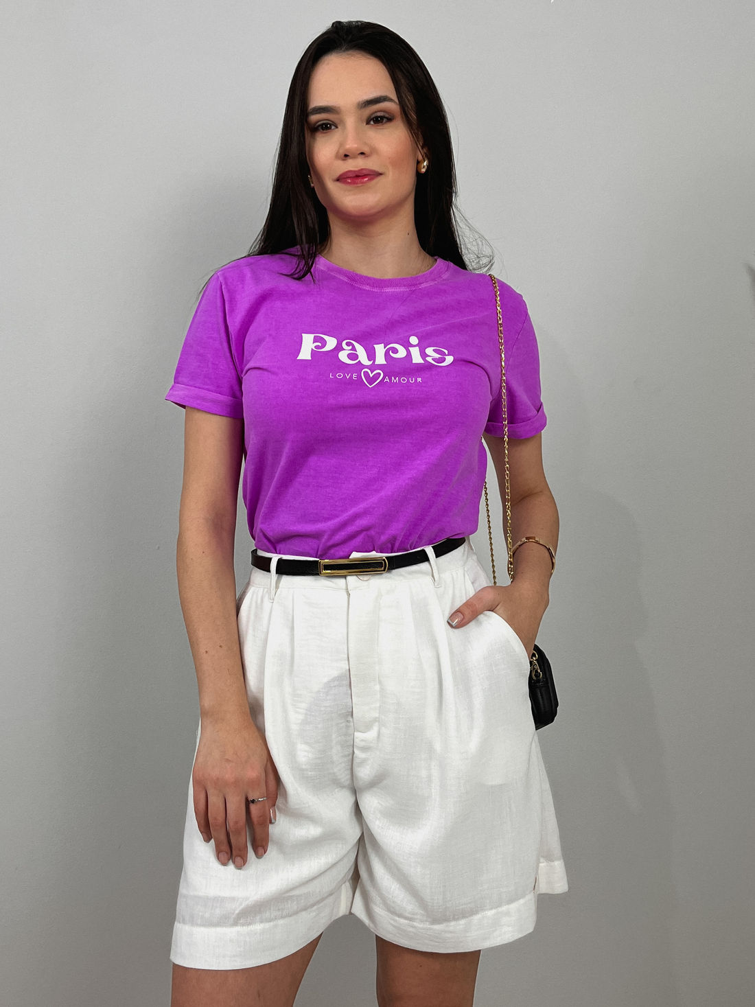 Tshirt Premium - Paris ❤ - Lilás Tshirt Premium - Paris ❤ - Lilás