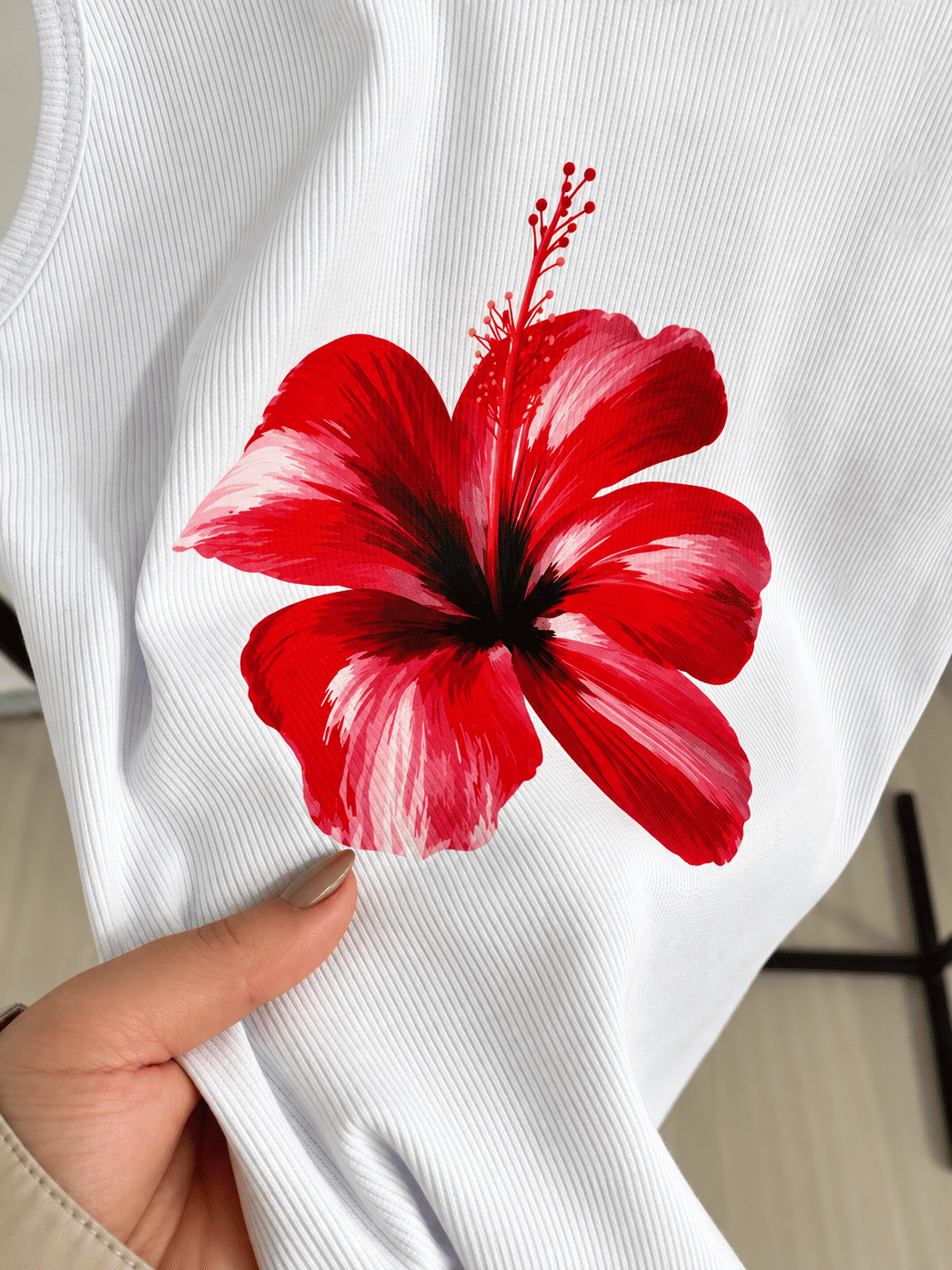Regata Lauren - Flor Hibisco - Branca Regata Lauren - Flor Hibisco - Branca
