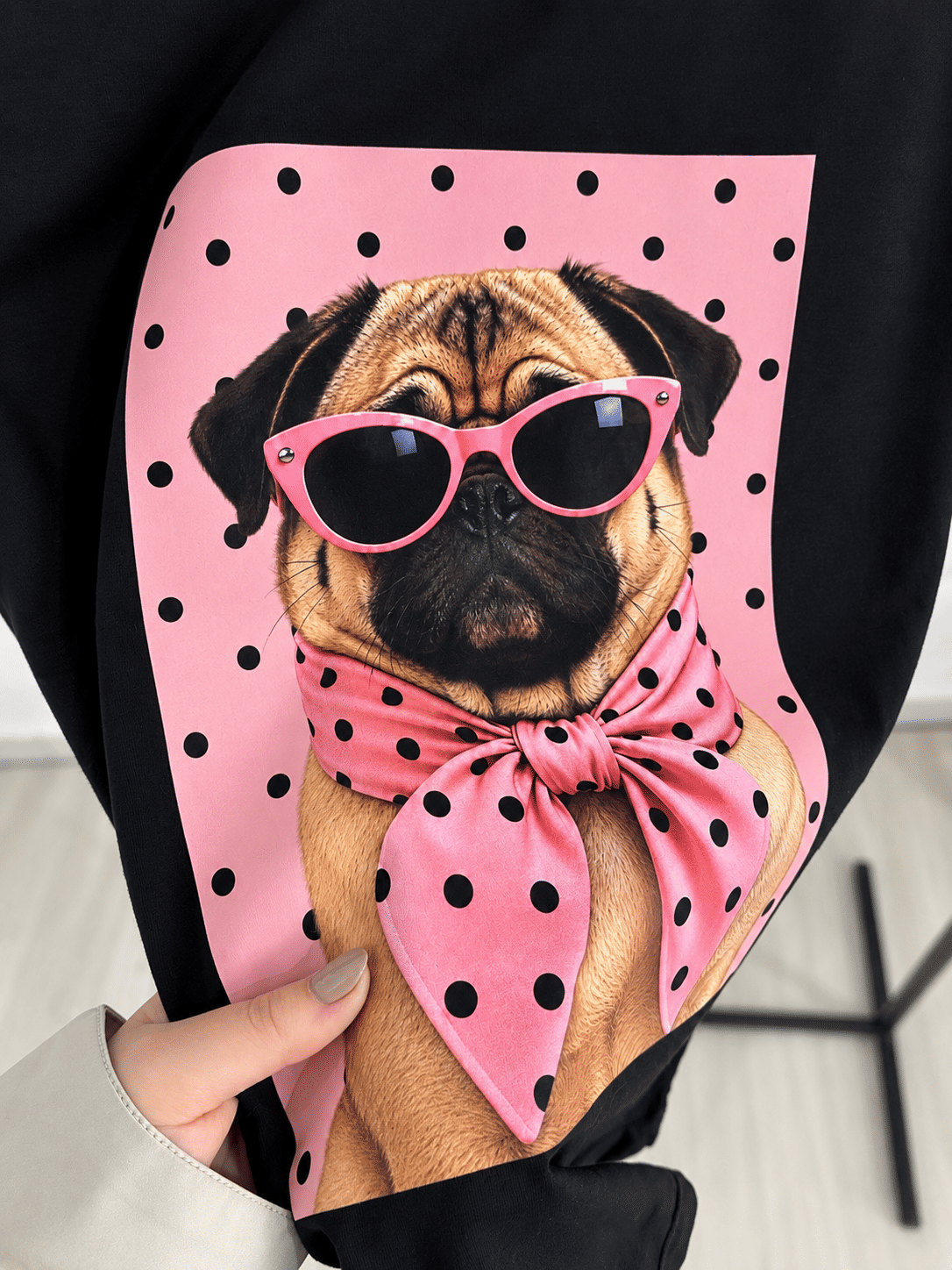 Tshirt Premium - Pug Poá DTF - Preta Tshirt Premium - Pug Poá DTF - Preta