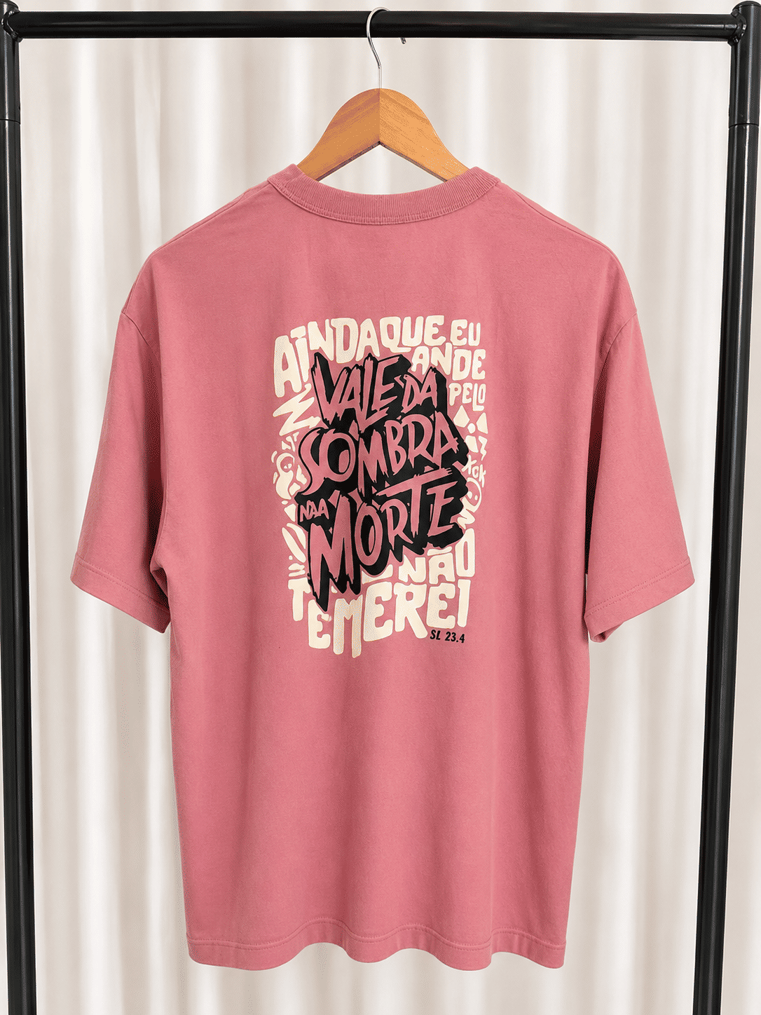Tshirt Oversized - Salmos 23:4 - Rosa Chá Tshirt Oversized - Salmos 23:4 - Rosa Chá