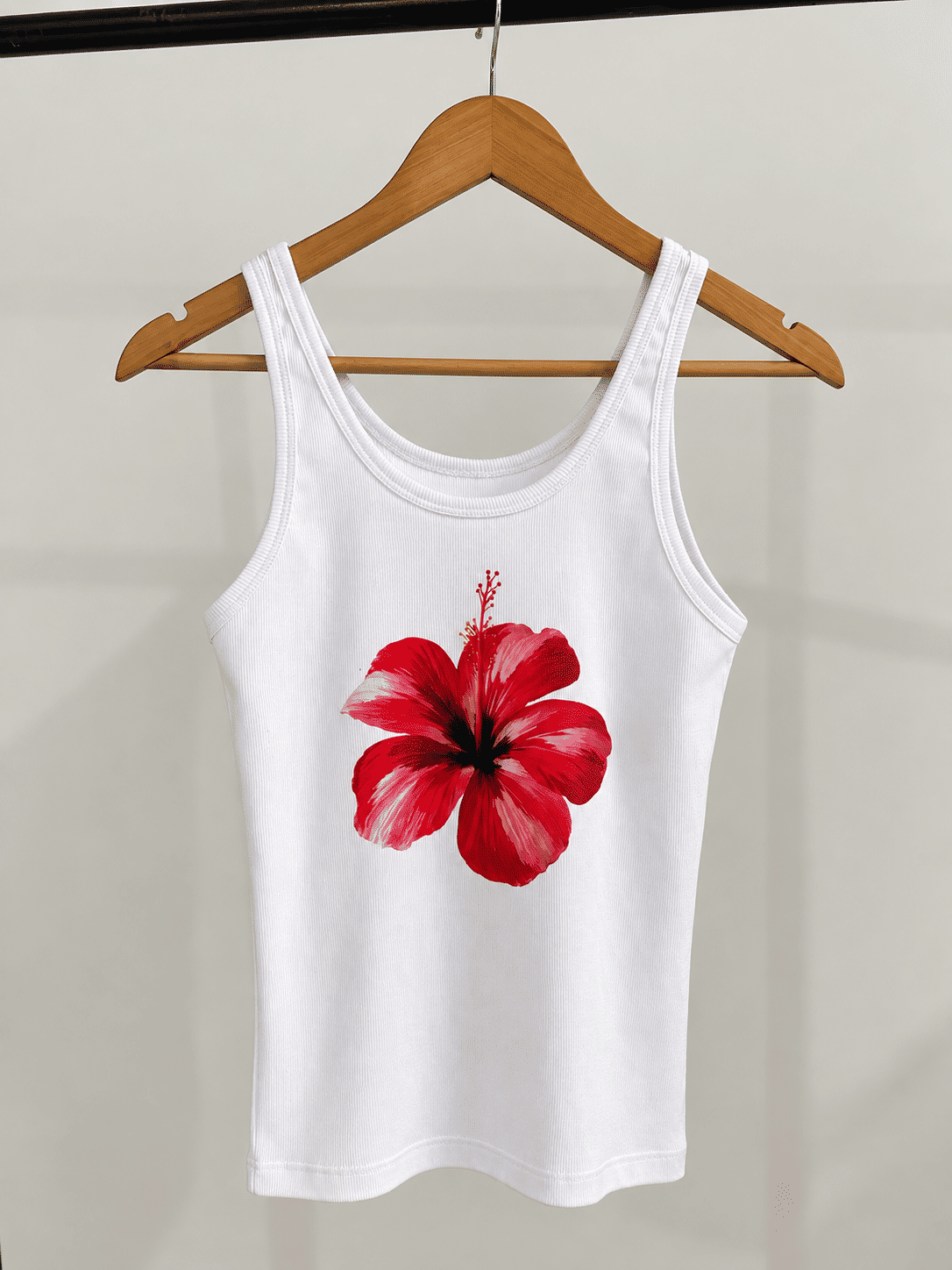 Regata Lauren - Flor Hibisco - Branca Regata Lauren - Flor Hibisco - Branca