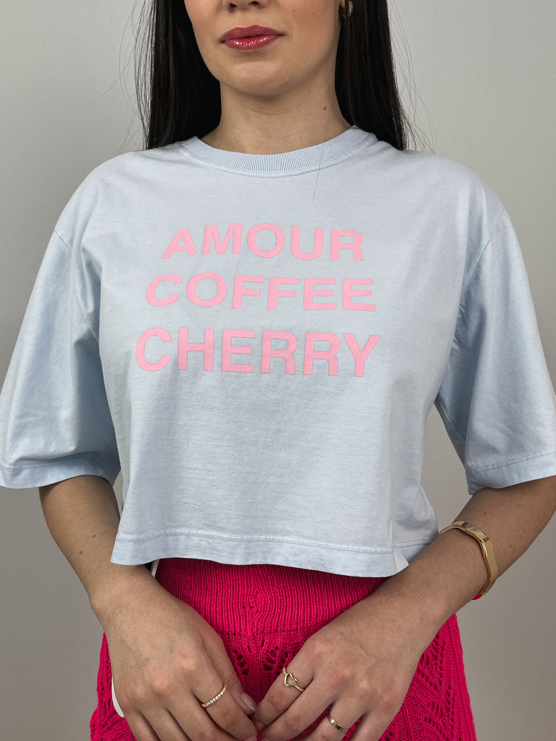 Cropped Oversized - Amour, Coffee - Azul Bebê