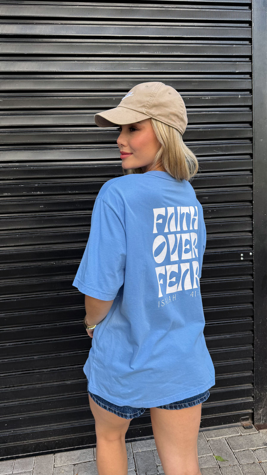 T-shirt Oversized - Isaiah 41:10 - Azul