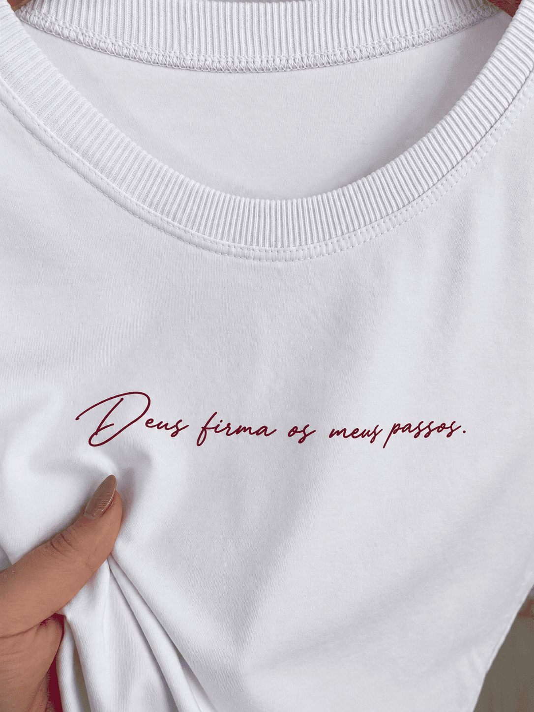 Tshirt Premium - Deus Firma os meus passos - Branca Tshirt Premium - Deus Firma os meus passos - Branca