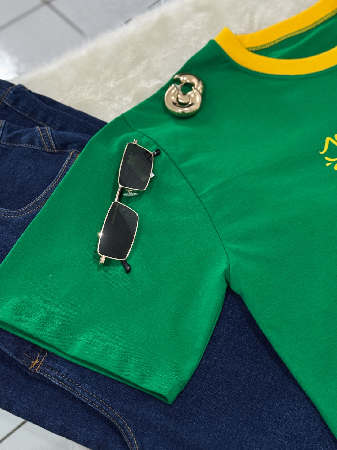 Cropped Oversized Brasil Mostra Tua Força - Verde