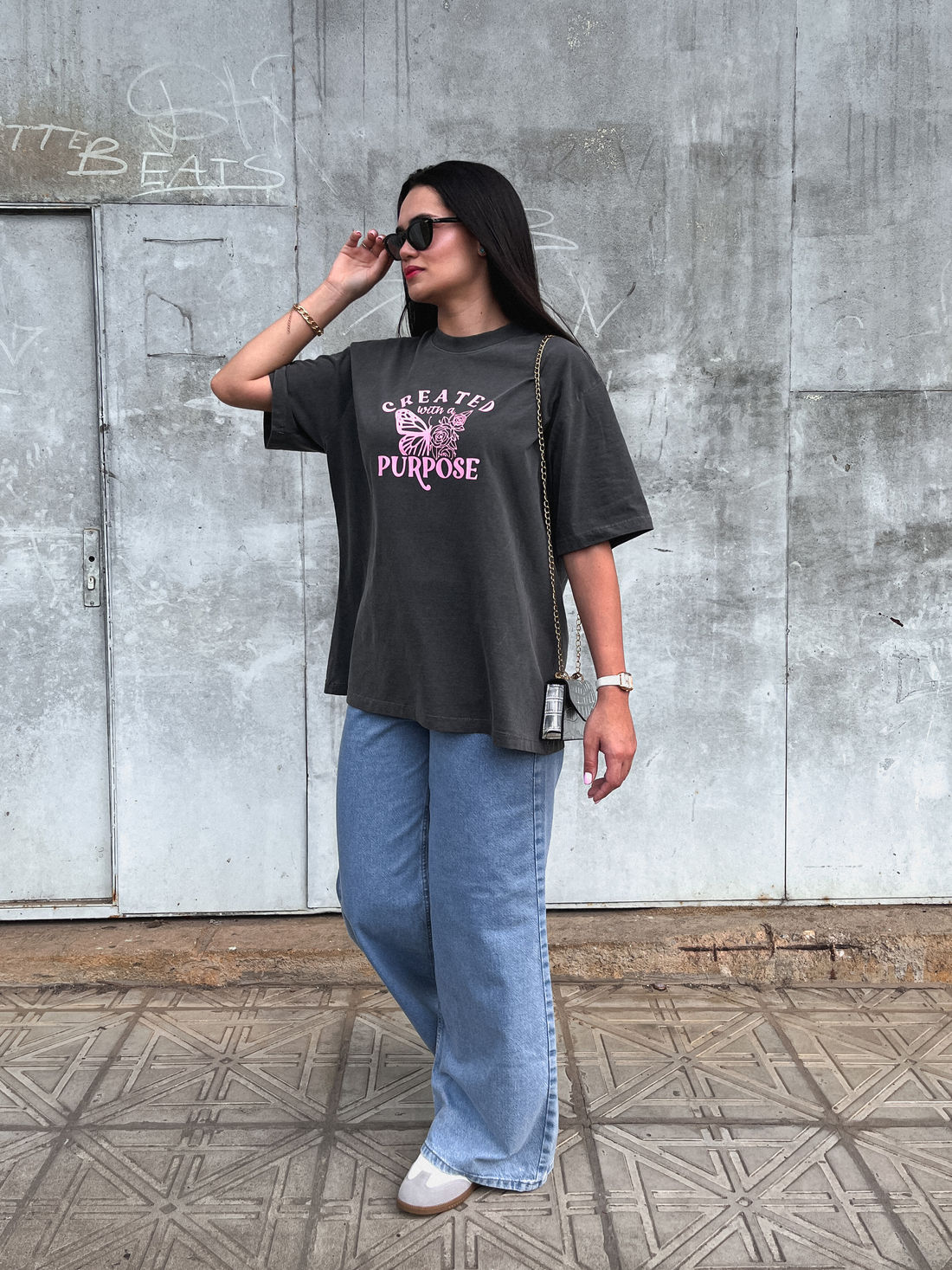 Tshirt Oversized - Purpose - Cinza Estonado