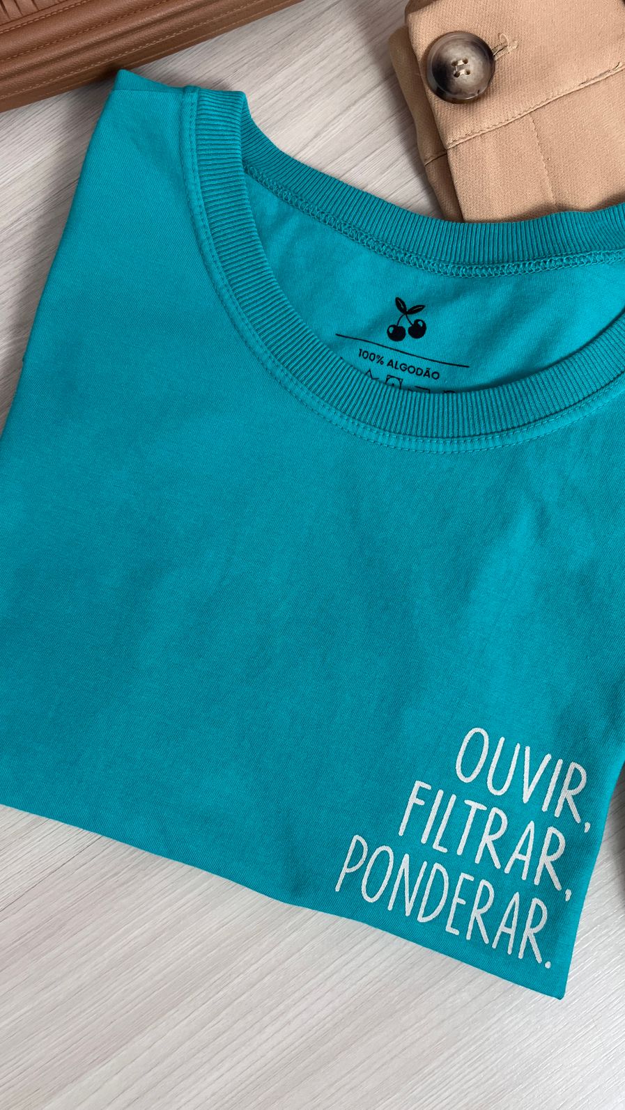 Tshirt Premium - Ouvir, Filtrar, Ponderar - Verde Mar Tshirt Premium - Ouvir, Filtrar, Ponderar - Verde Mar