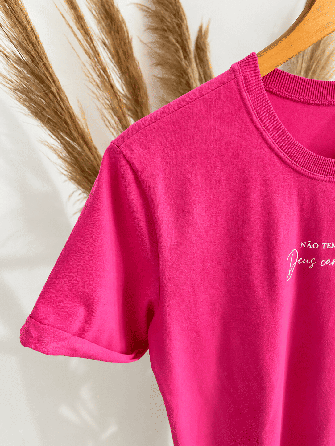 Tshirt Premium - Não Temo o Caminho DTF - Rosa Pink Tshirt Premium - Não Temo o Caminho DTF - Rosa Pink