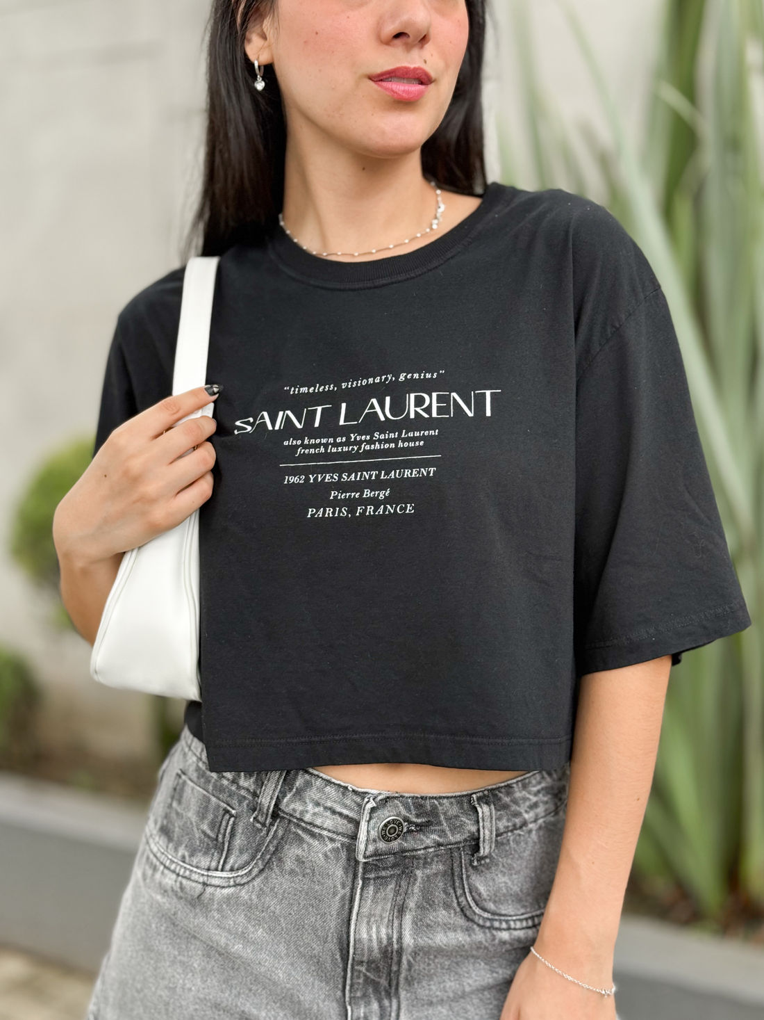 Cropped Oversized - Saint Laurent - Preto Cropped Oversized - Saint Laurent - Preto