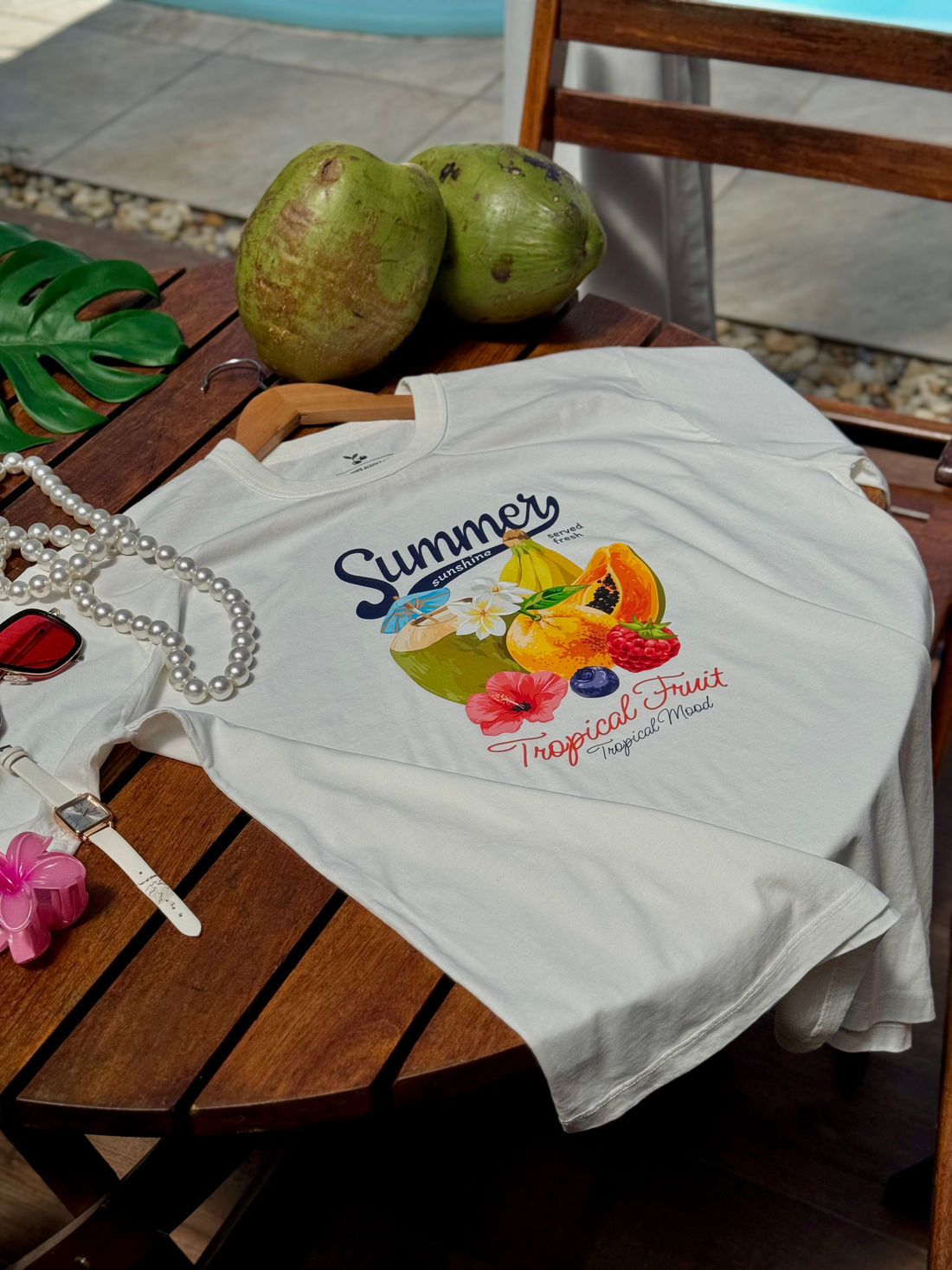 T-shirt Oversized - Tropical Fruit DTF - Off White