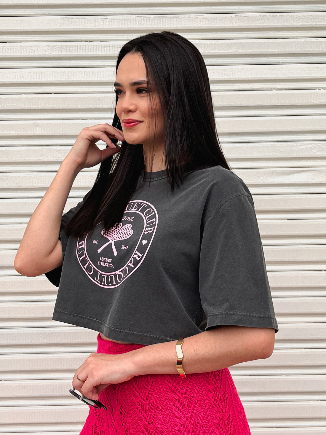 Cropped Oversized - Racquet Club - Cinza Estonado