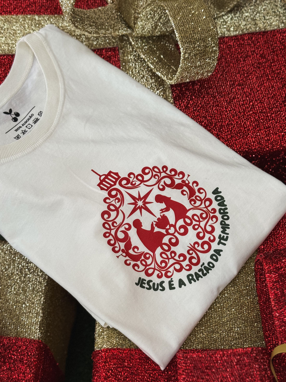 Tshirt Premium - Jesus é a razão DTF - Off White Tshirt Premium - Jesus é a razão DTF - Off White