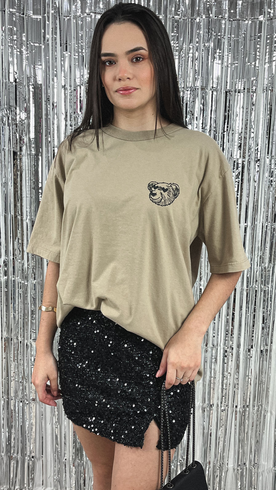 Tshirt Oversized - Teddy ❤ - Bege Escuro Tshirt Oversized - Teddy ❤ - Bege Escuro