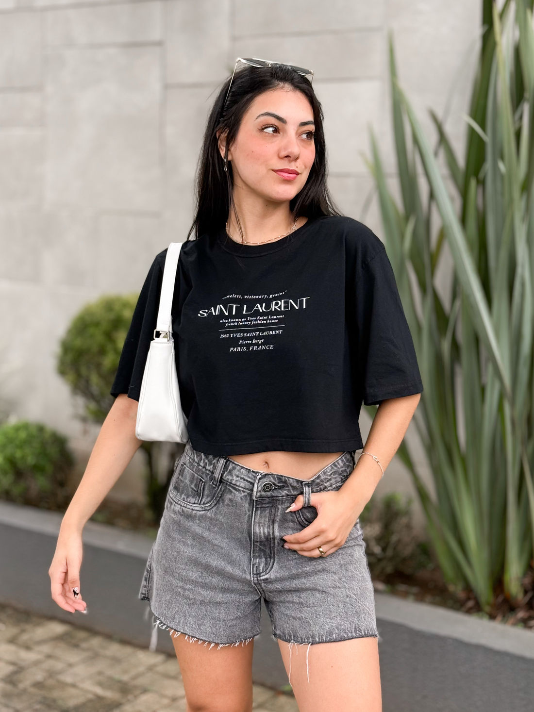 Cropped Oversized - Saint Laurent - Preto Cropped Oversized - Saint Laurent - Preto