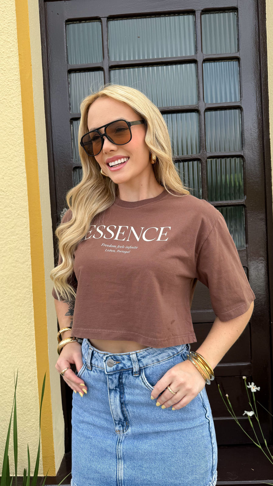 Cropped Oversized - Essence - Marrom Cropped Oversized - Essence - Marrom