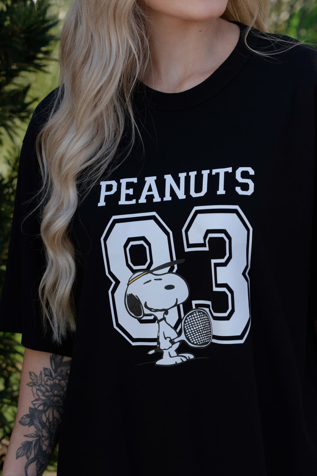T-shirt Oversized - Peanuts 83 DTF - Preta