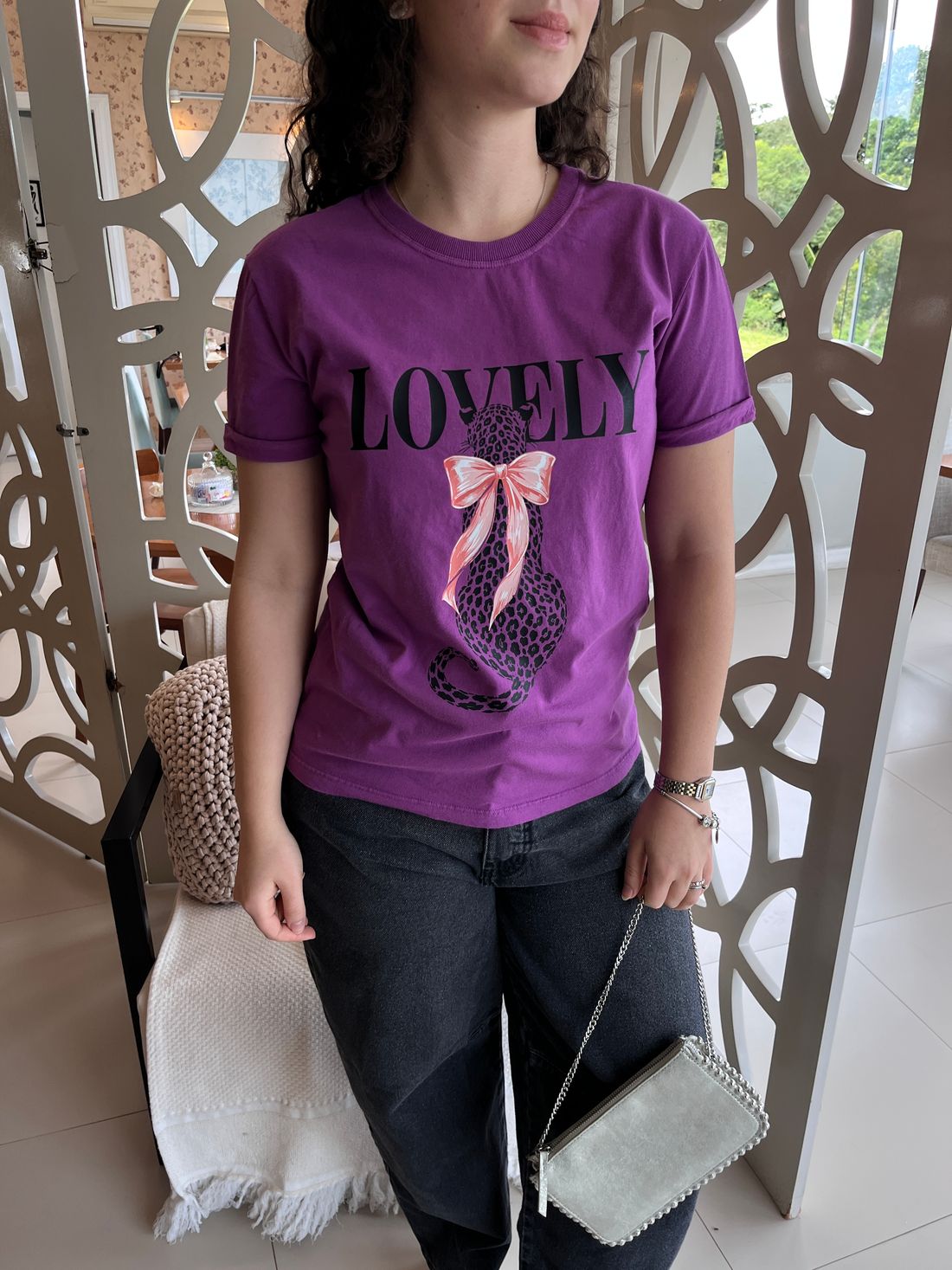 Tshirt Premium - Onça Lovely - Roxo Tshirt Premium - Onça Lovely - Roxo